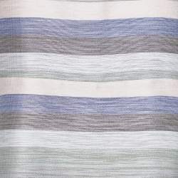 Pre Owned Emporio Armani Grey Striped Cotton & Silk Sleeveless Top S