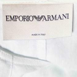 Pre Owned Emporio Armani Pale Blue Zip Up Cropped Jacket M