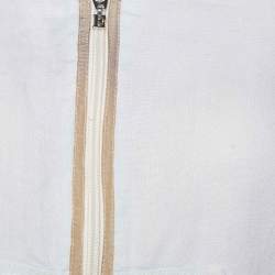 Pre Owned Emporio Armani Pale Blue Zip Up Cropped Jacket M