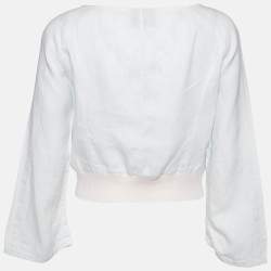 Pre Owned Emporio Armani Pale Blue Zip Up Cropped Jacket M