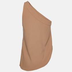 Pre Owned Emporio Armani Beige Crepe One Shoulder Top S