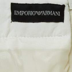 Pre Owned Emporio Armani Off White Tulle Ruched Halter Neck Mini Dress S