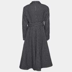 Pre Owned Emporio Armani Monochrome Wool Blend Belted Coat L