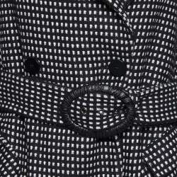 Pre Owned Emporio Armani Monochrome Wool Blend Belted Coat L