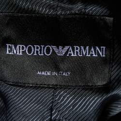 Pre Owned Emporio Armani Monochrome Wool Blend Belted Coat L