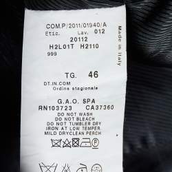 Pre Owned Emporio Armani Monochrome Wool Blend Belted Coat L