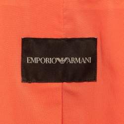 Pre Owned Emporio Armani Coral Pink Textured Stretch Crepe Blazer S