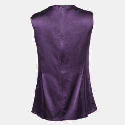 Pre Owned Emporio Armani Purple Silk Satin Sleeveless Top S