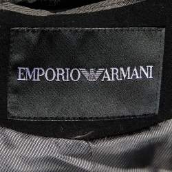 Pre Owned Emporio Armani Grey Boucle Wool Zip Up Jacket S