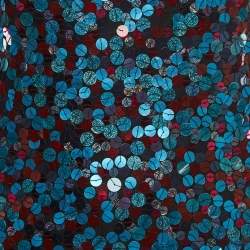 Pre Owned Emporio Armani Blue & Pink Sequin Knit Tank Top S