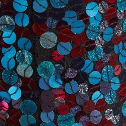 Pre Owned Emporio Armani Blue & Pink Sequin Knit Tank Top S