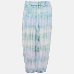 Pre Owned Emporio Armani Blue Abstract Print Silk Pants and Jacket Set M