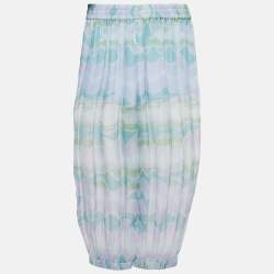 Pre Owned Emporio Armani Blue Abstract Print Silk Pants and Jacket Set M