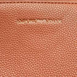 Pre Owned Emporio Armani Brown Faux Leather Small MyEA Shopper Tote