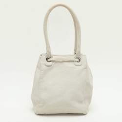 Emporio Armani Cream Leather Drawstring Tote