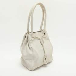 Emporio Armani Cream Leather Drawstring Tote