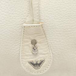 Emporio Armani Cream Leather Drawstring Tote