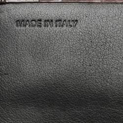 Emporio Armani Brown Alligator Embossed Leather Flap Wallet