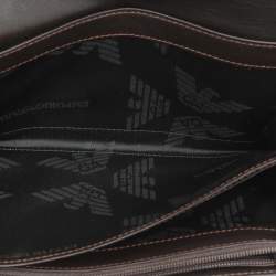 Emporio Armani Brown Alligator Embossed Leather Flap Wallet