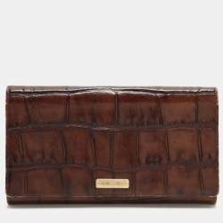 Emporio Armani Brown Alligator Embossed Leather Flap Wallet