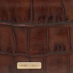 Emporio Armani Brown Alligator Embossed Leather Flap Wallet