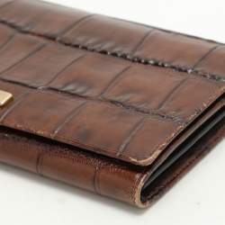 Emporio Armani Brown Alligator Embossed Leather Flap Wallet