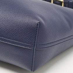 Pre Owned Emporio Armani Blue Leather Small MyEA Shopper Tote