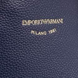 Pre Owned Emporio Armani Blue Leather Small MyEA Shopper Tote