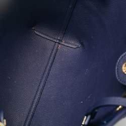 Pre Owned Emporio Armani Blue Leather Small MyEA Shopper Tote