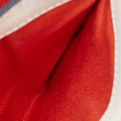 Pre Owned Emporio Armani White/Metallic Blue Leather Small Chain Top Handle Bag