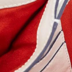 Pre Owned Emporio Armani White/Metallic Blue Leather Small Chain Top Handle Bag