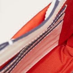 Pre Owned Emporio Armani White/Metallic Blue Leather Small Chain Top Handle Bag