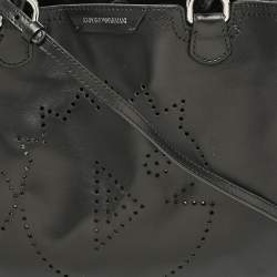 Pre Owned Emporio Armani Black Perforated Leather Tote