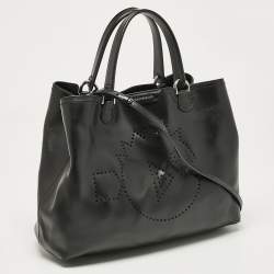 Pre Owned Emporio Armani Black Perforated Leather Tote