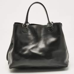 Pre Owned Emporio Armani Black Perforated Leather Tote