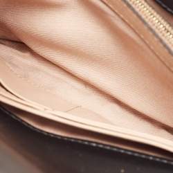 Pre Owned Emporio Armani Beige/Black Logo Print Leather Flap Chain Clutch