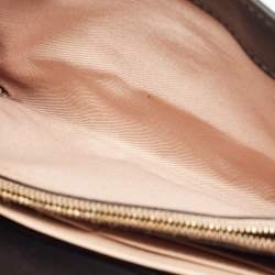 Pre Owned Emporio Armani Beige/Black Logo Print Leather Flap Chain Clutch