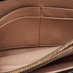 Pre Owned Emporio Armani Beige/Black Logo Print Leather Flap Chain Clutch