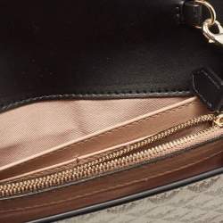 Pre Owned Emporio Armani Beige/Black Logo Print Leather Flap Chain Clutch