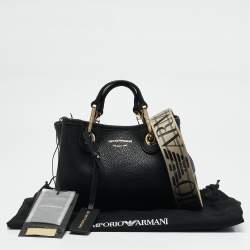 Pre Owned Emporio Armani Back Leather Mini MyEA Shopper Tote
