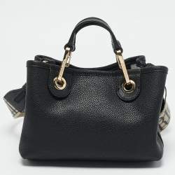 Pre Owned Emporio Armani Back Leather Mini MyEA Shopper Tote