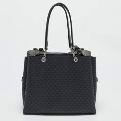 Pre Owned Emporio Armani Black Monogram Faux Leather Annie Tote