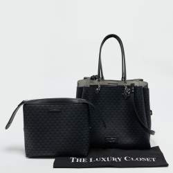 Pre Owned Emporio Armani Black Monogram Faux Leather Annie Tote