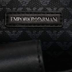 Pre Owned Emporio Armani Black Monogram Faux Leather Annie Tote