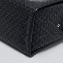 Pre Owned Emporio Armani Black Monogram Faux Leather Annie Tote