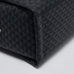 Pre Owned Emporio Armani Black Monogram Faux Leather Annie Tote