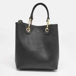 Emporio Armani Black Leather MyEA Vertical Tote