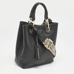Emporio Armani Black Leather MyEA Vertical Tote