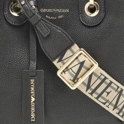 Emporio Armani Black Leather MyEA Vertical Tote