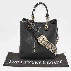 Emporio Armani Black Leather MyEA Vertical Tote